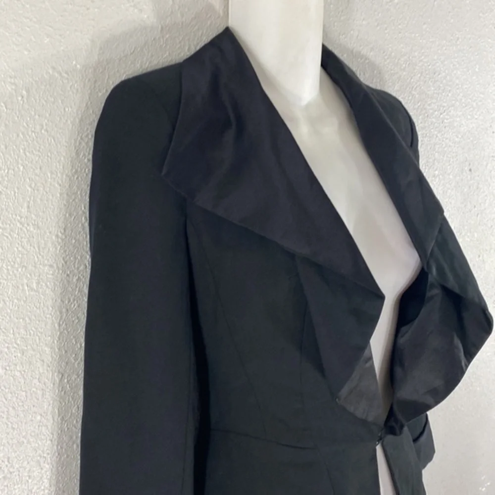 Anthro Tabitha black silk drape kiss front blazer jacket KK29